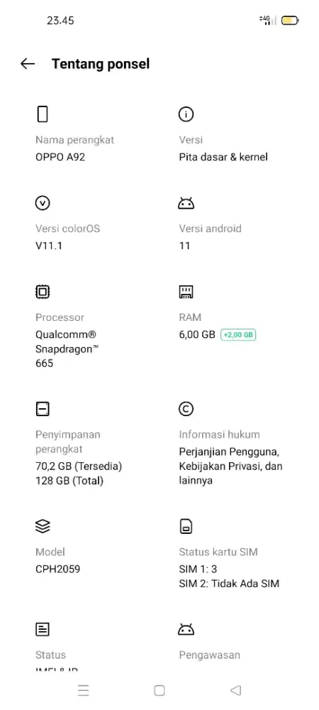 Oppo a92 warna biru
