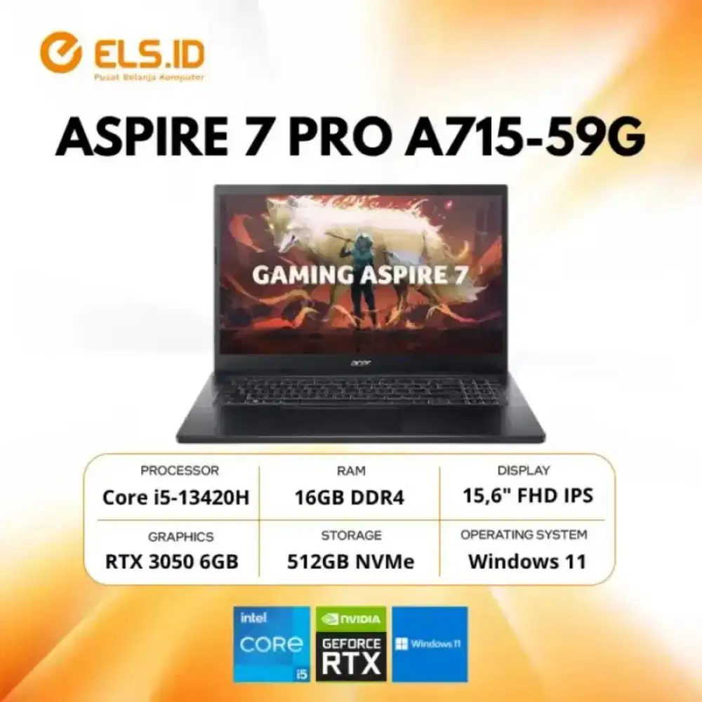(NEW) ACER ASPIRE 7 PRO A715-59G-77WV INTEL CORE i7-13620H