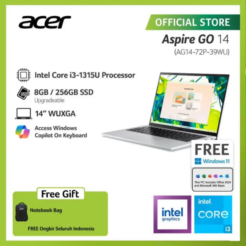 ACER ASPIRE GO 14 AG14-72P-39WU/INTEL CORE I3-1315U/8GB/SSD256GB/14