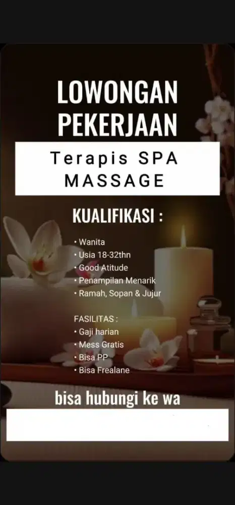 Lowongan kerjaa therapis massage spa
