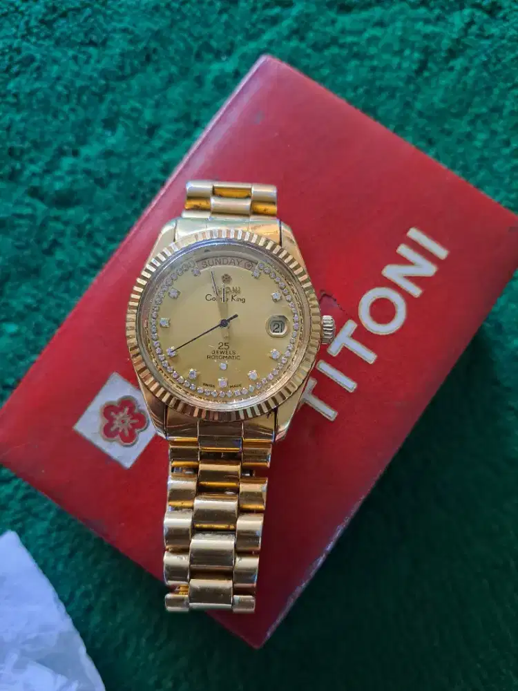 Jam tangan titoni cosmo king automatic lapis emas