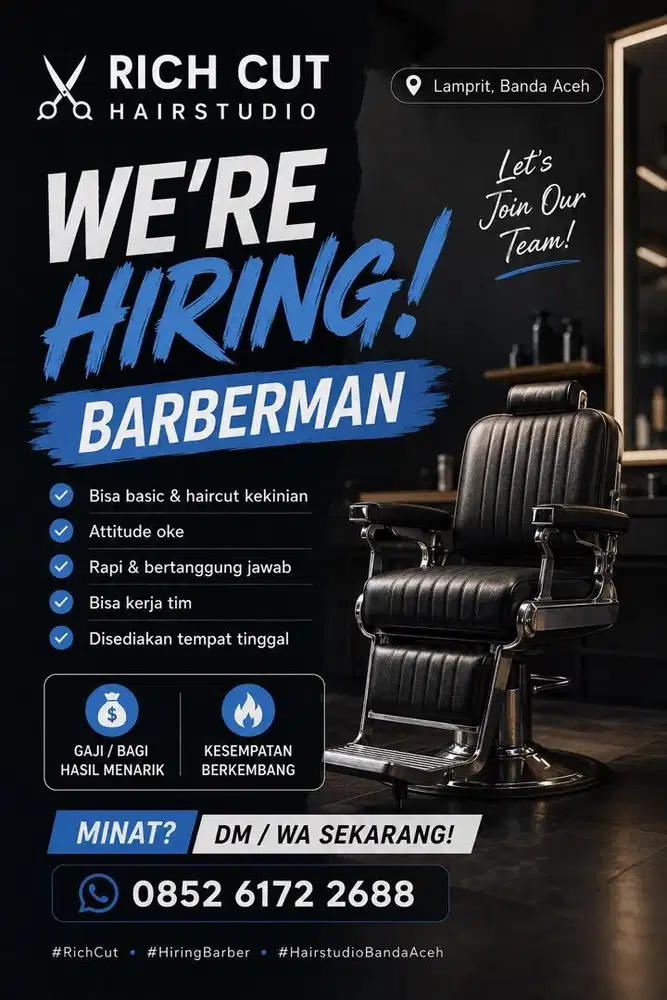 Dicari Barberman/ Capster/ Tukang pangkas