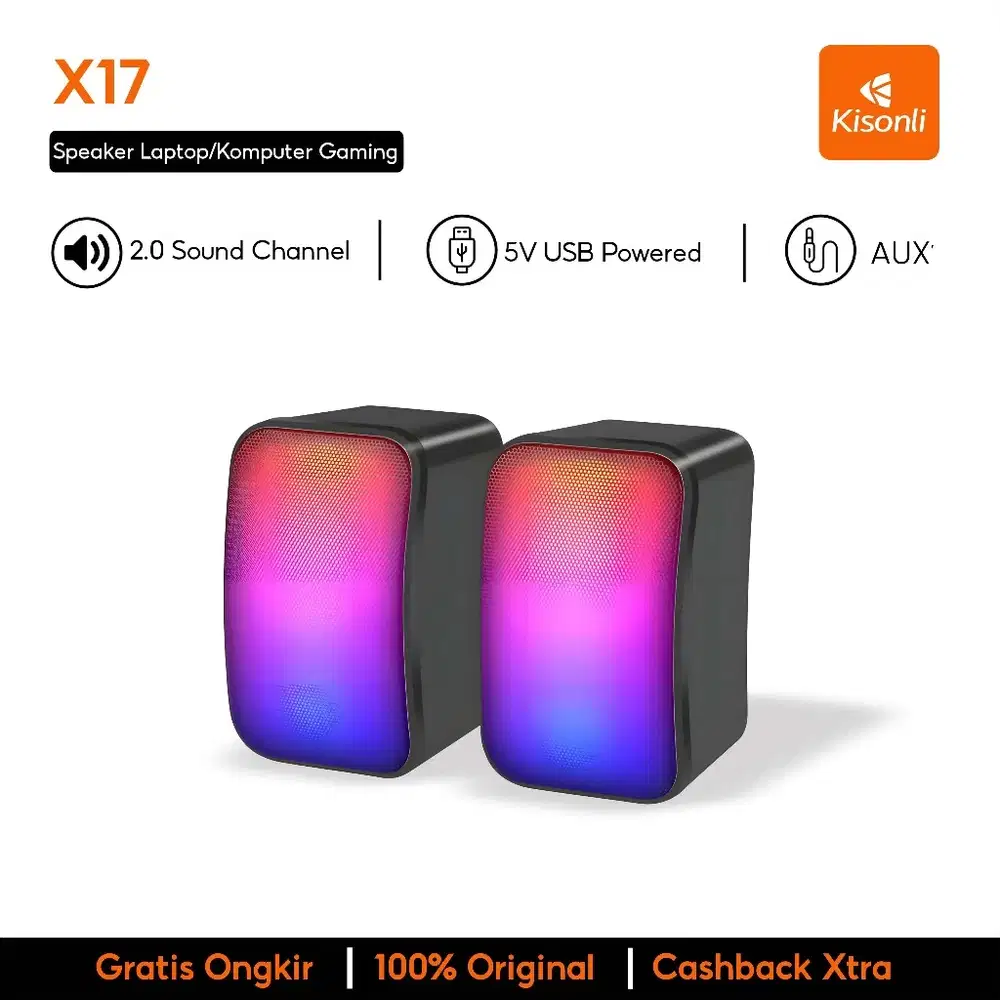 KISONLI Speaker Laptop/Komputer Gaming X17 2.0 RGB Lights With Volume