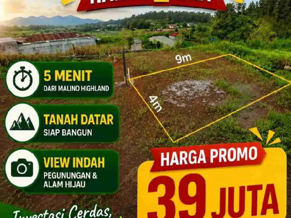 KAVLING DEKAT MALINO HIGHLAND VIEW PEGUNUNGAN
