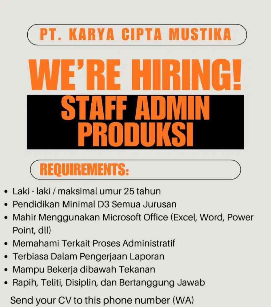 Staf Administrasi Produksi
