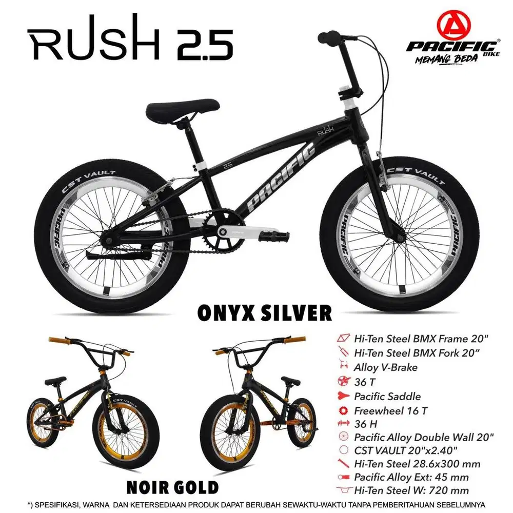 Sepeda bmx ukuran 20 rush 2.5 by pacific