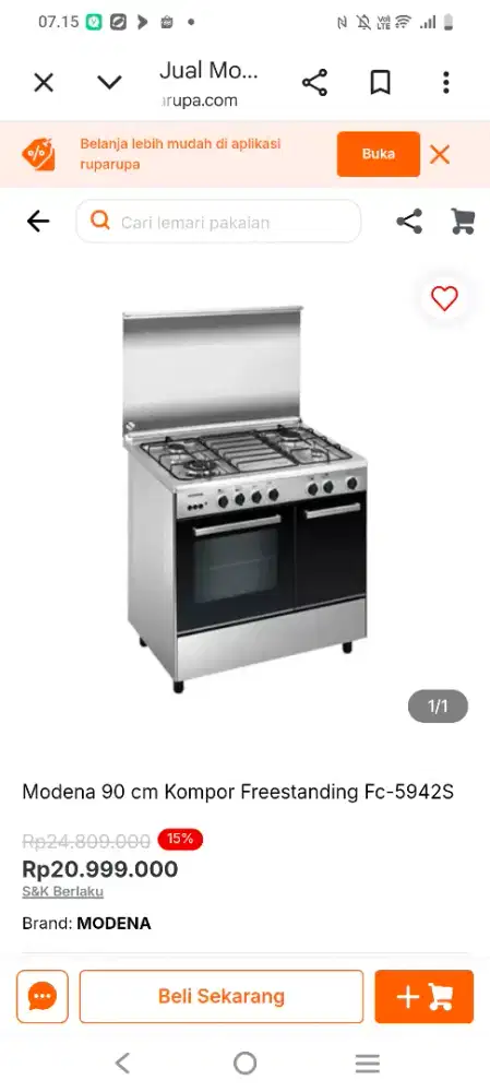 Kompor  Modena  90 cm