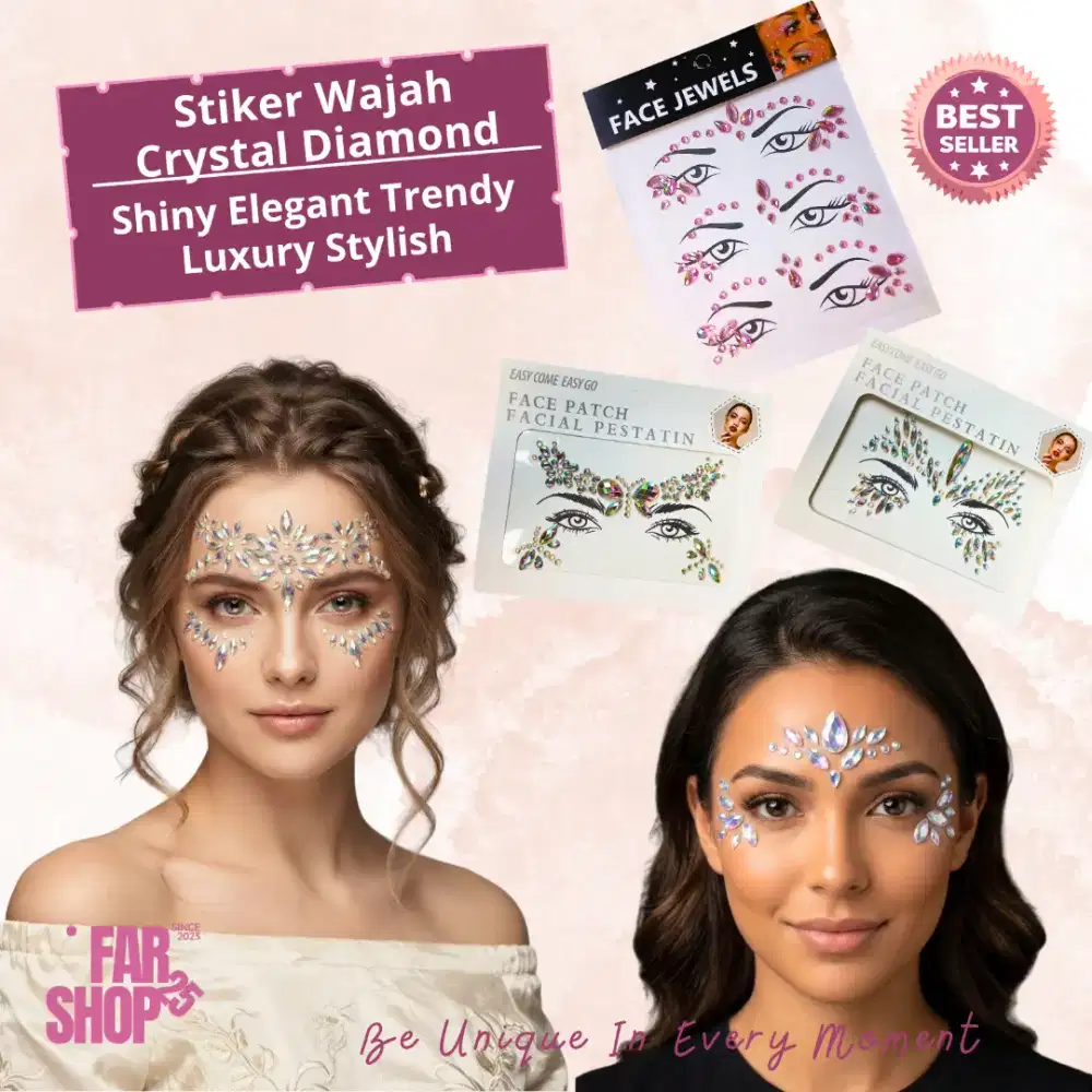 Stiker Wajah & Rambut Crystal Diamond Shiny Elegant Trendy Luxury