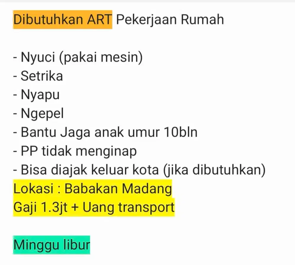 Asisten Rumah Tangga (ART)