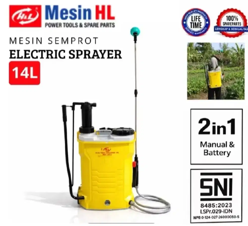 Sprayer elektrik 2in1 knapsack alat semprot hama H&L HL