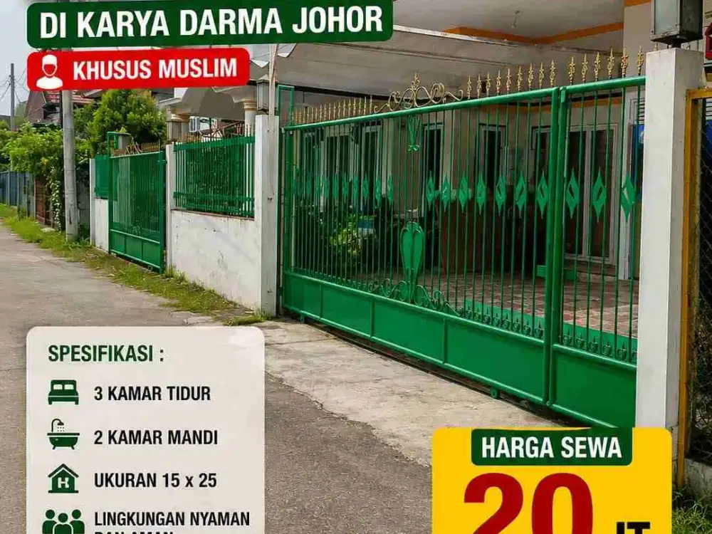 disewakan rumah cantik luas di karya dharma medan johor akses karya jaya karya wisata