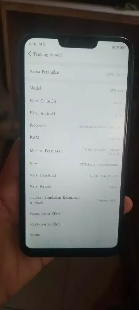 Hp oppo a3s ram6/128