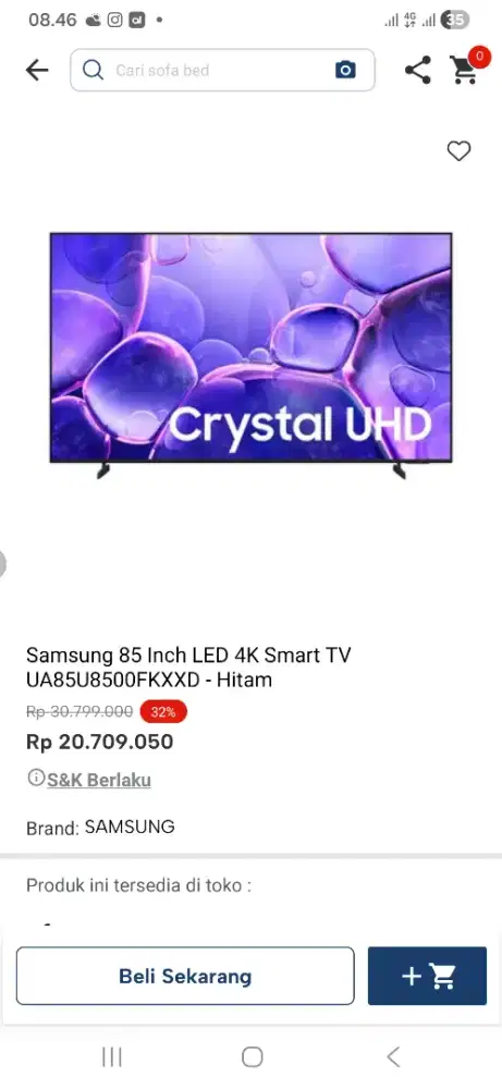 Samsung 85 inch led tv 4k smart tv Ua85u8500