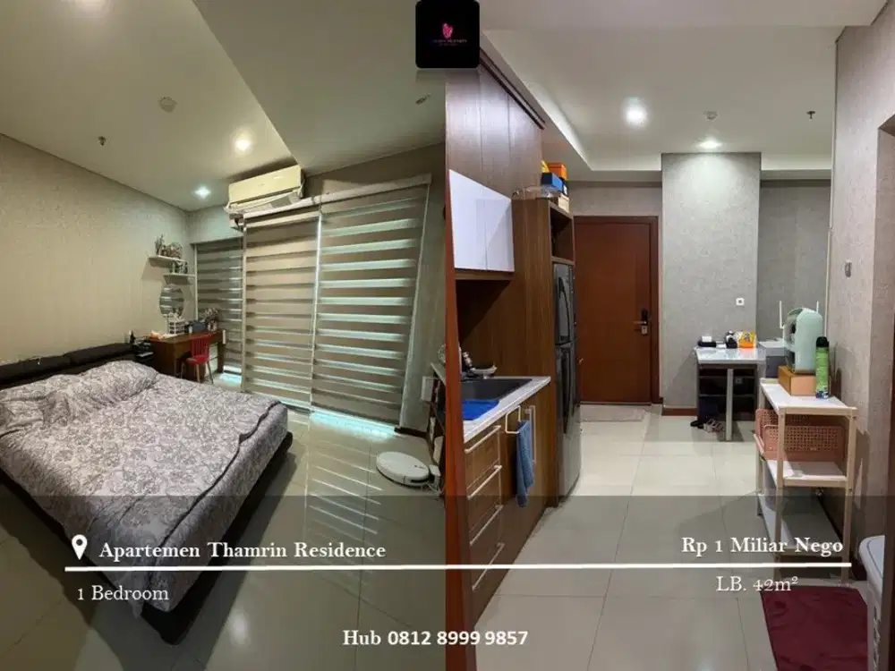 Dijual Apartement Thamrin Residence High Floor 1BR Full Furnished