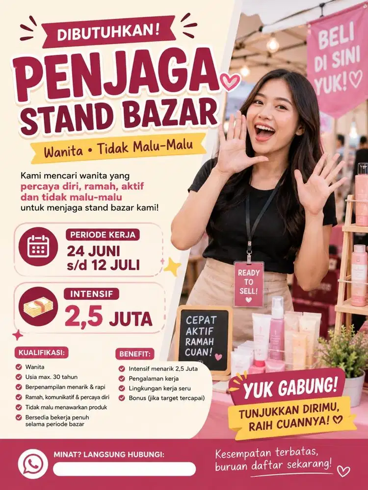 DIBUTUHKAN SEGERA! PENJAGA BAZAR 2026