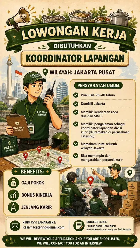 LOWONGAN KERJA KOORDINATOR LAPANGAN KURIR CATERING