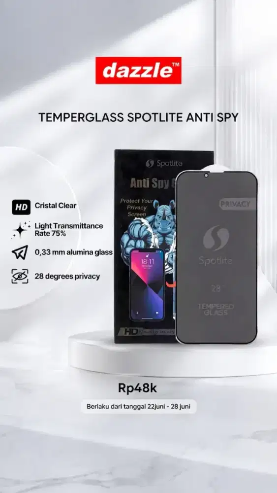 Temperglass Spotlite Anti Spy