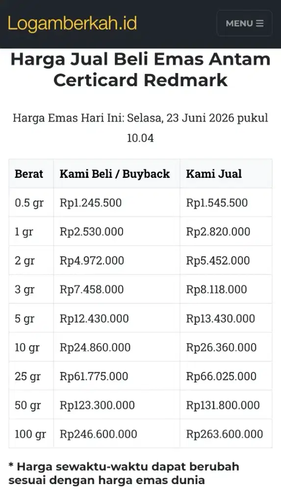 Jual Beli Buyback Antam Emas Batangan Logam Mulia Redmark Perhiasan
