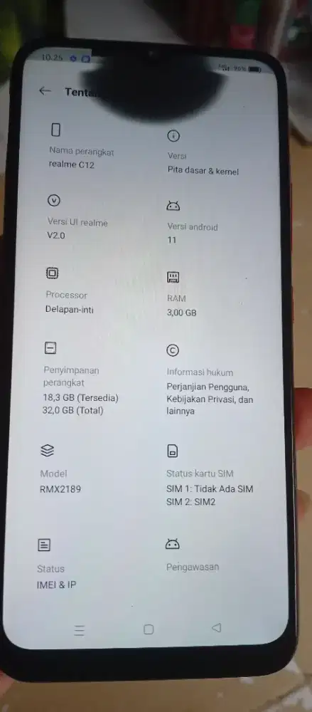 Realme c12 ram 3/32gb minus kaya poto.
