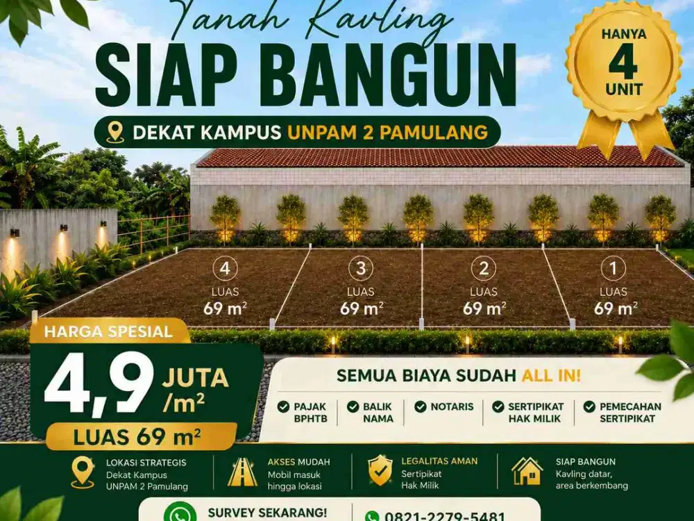 Tanah Kavling Siap Bangun dekat UNPAM 2 Pamulang