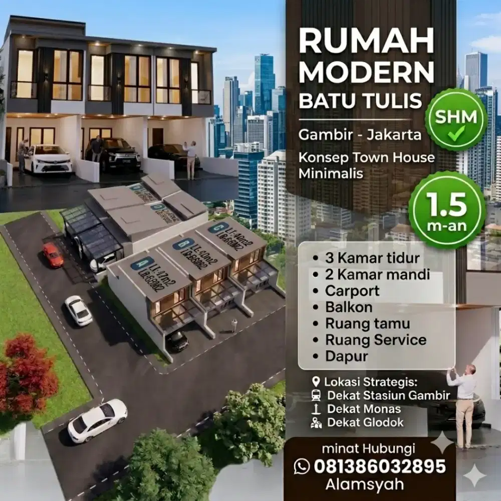 Rumah Baru Modern Minimalis di Gambir Kota Jakarta Pusat