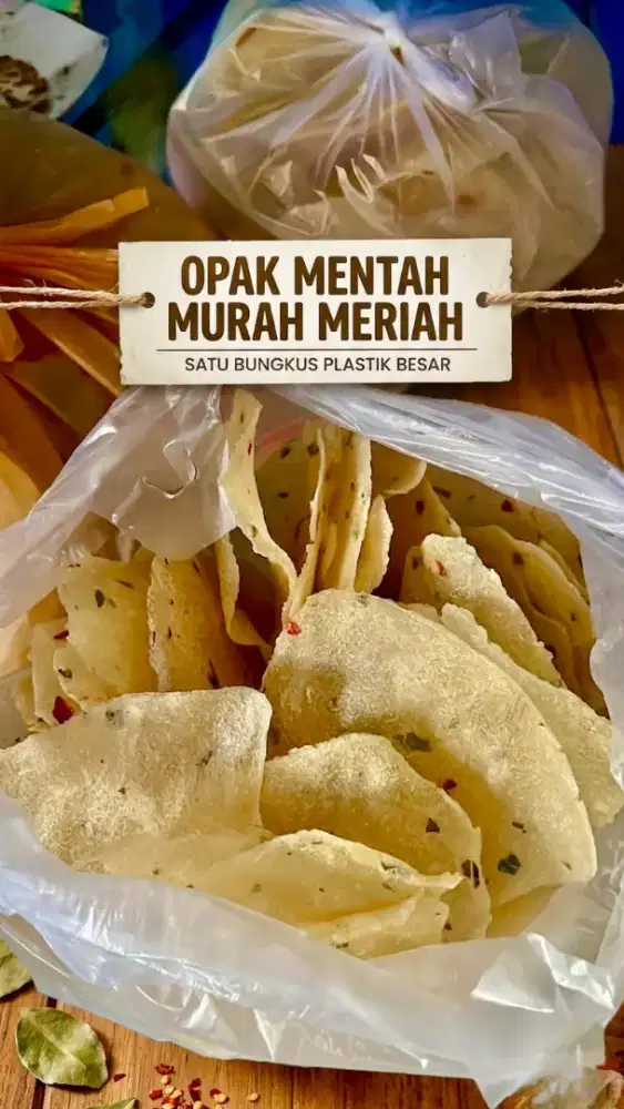 Opak mentah satu bungkus plastik