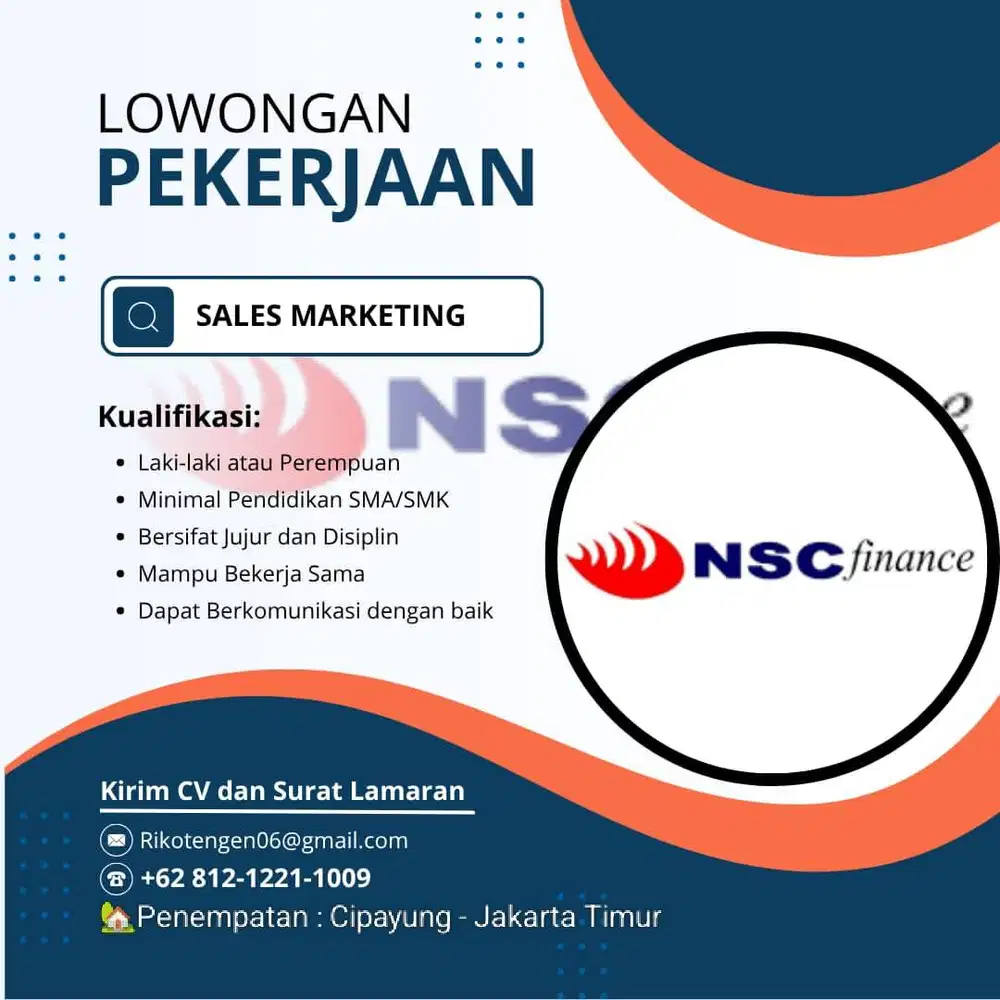 DI CARI SALES MARKETING PENEMPATAN CIPAYUNG JAKARTA TIMUR.