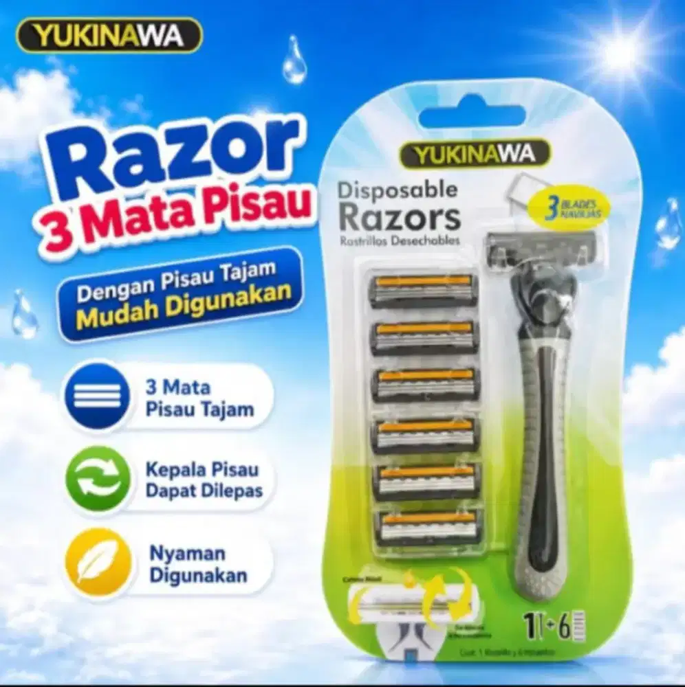 Pisau cukur 3 mata + 6 cadangan