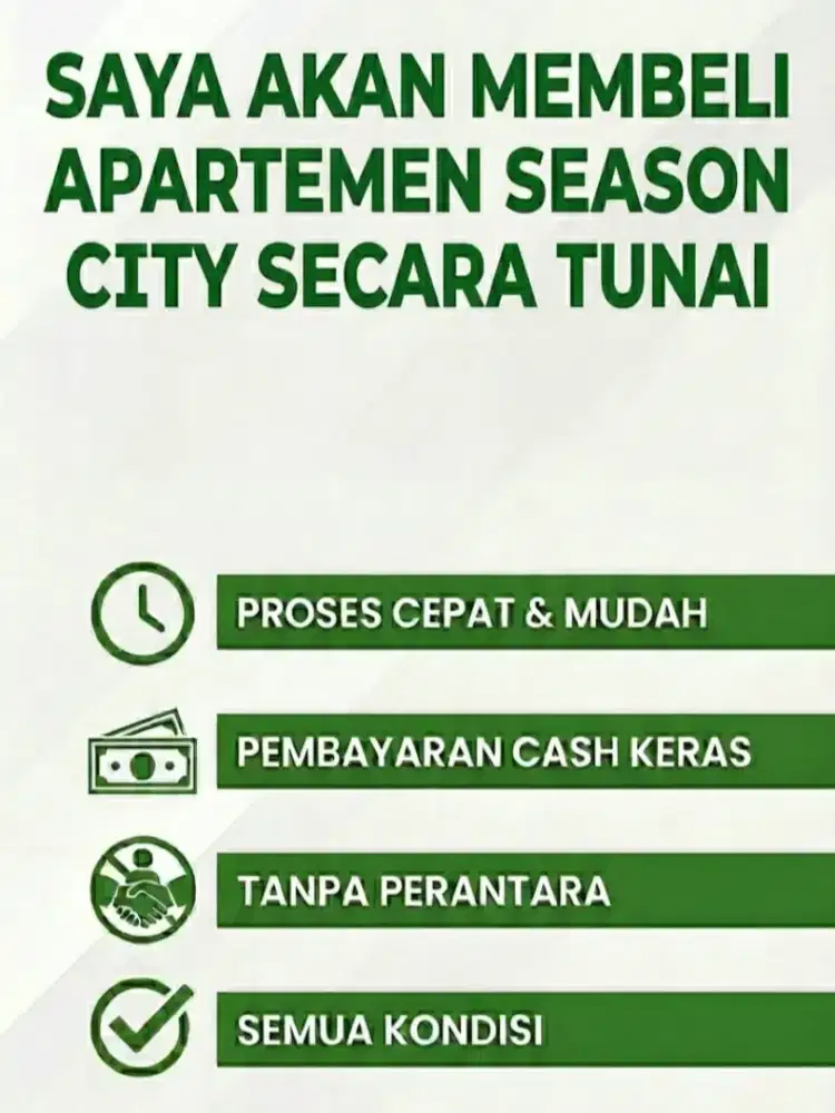 Kami ingin membeli apartemen Season City secara cash