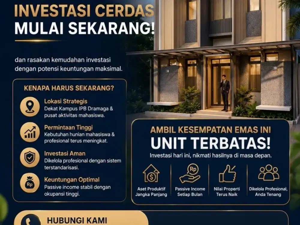 Kost Kosan Baru Eksklusif Dekat Kampus IPB Dramaga Bogor, Full Furnished