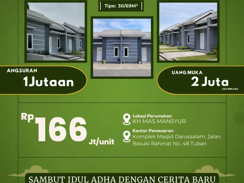 Wujudkan Rumah Pertama Mu! Perumahan Subsidi SURYA MADANI DUA Tuban.