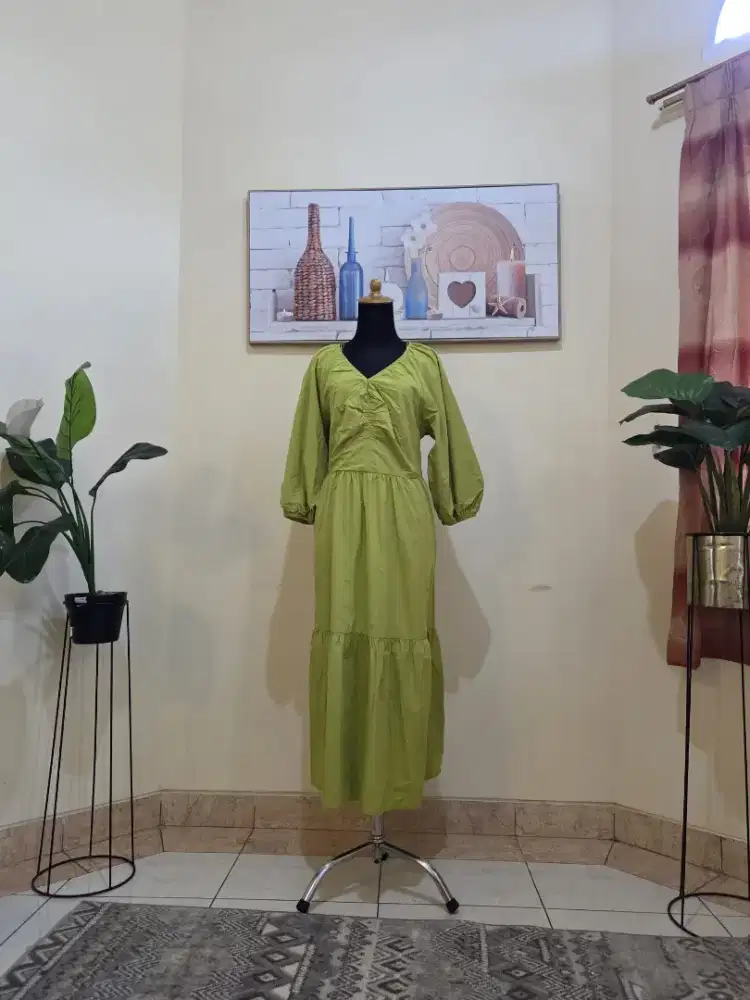 Dijual Dress Biru Tangan Balon Merk Mark Spencer