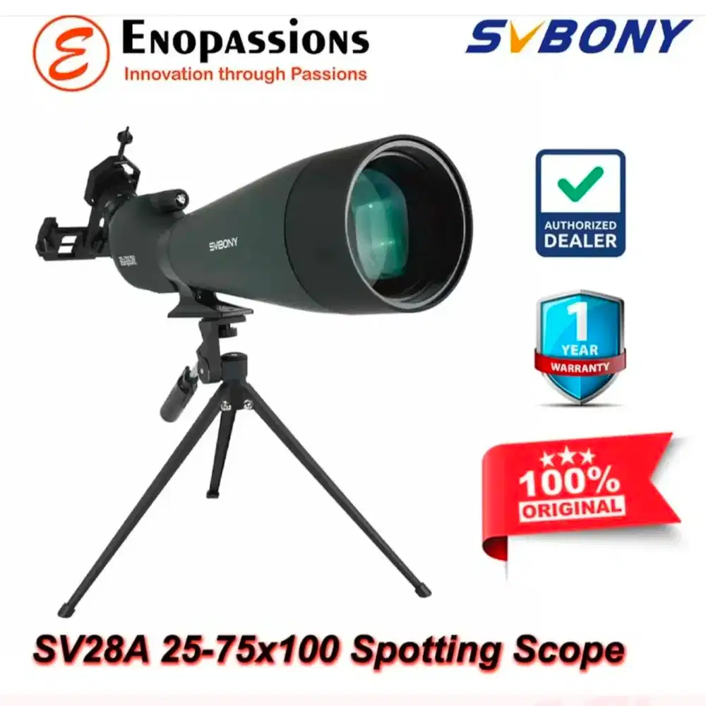 Teropong Svbony sv25-75x100spotting scope. Untuk panahan, menembak.