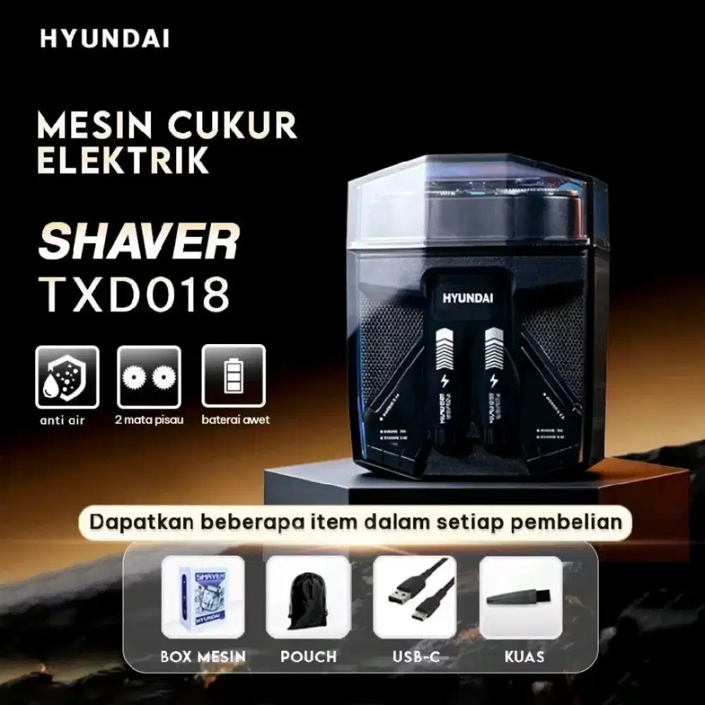 Hyundai Mesin Cukur Elektrik TXD018 - Anti Air, 2 Mata Pisau