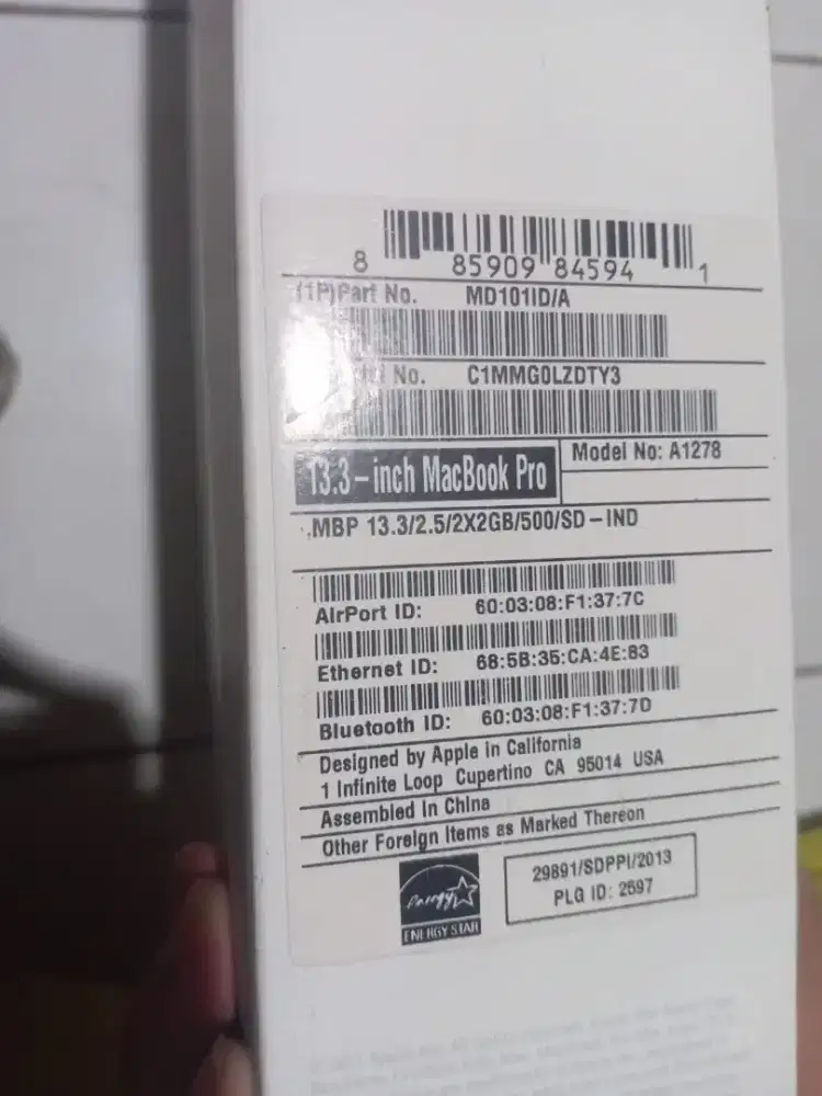 Di jual MACBOOK PRO A 1278