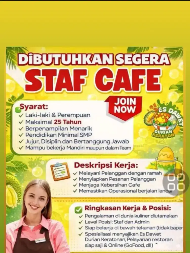 Karyawan semi Resto es dawet durian keratonan