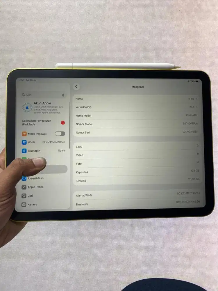ipad gen 11 128gb + keyboard sexond ibox