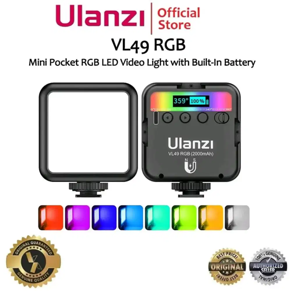 Ulanzi VL49 RGB lampu led mini vidio light for Camera Smartphone