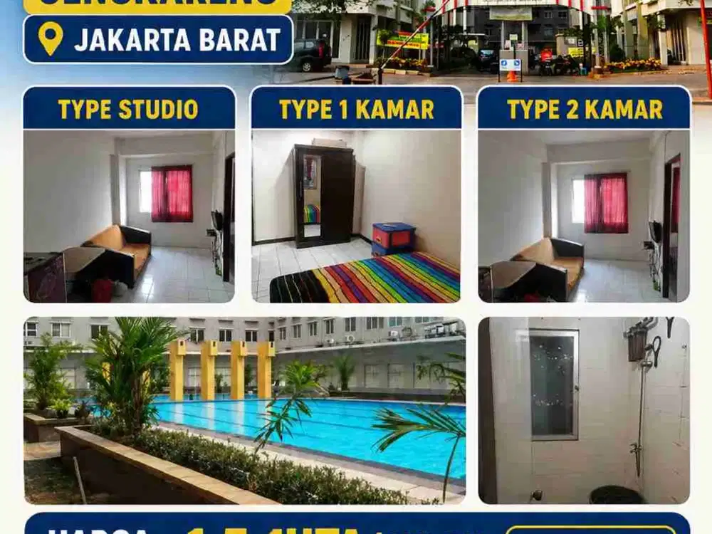 Disewakan bulanan apartemen citypark Cengkareng type studio, 1 kmr & 2 kmr. furnished