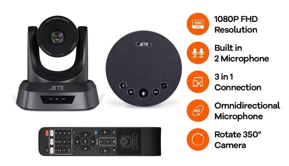 Camera Webcam JETE PTZ 3X zoom Meeting Live Stream