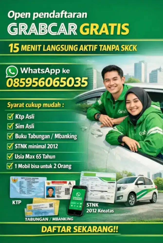 PENDAFTARAN MITRA GRABCAR, KHUSUS YANG BELUM PERNAH PUNYA AKUN