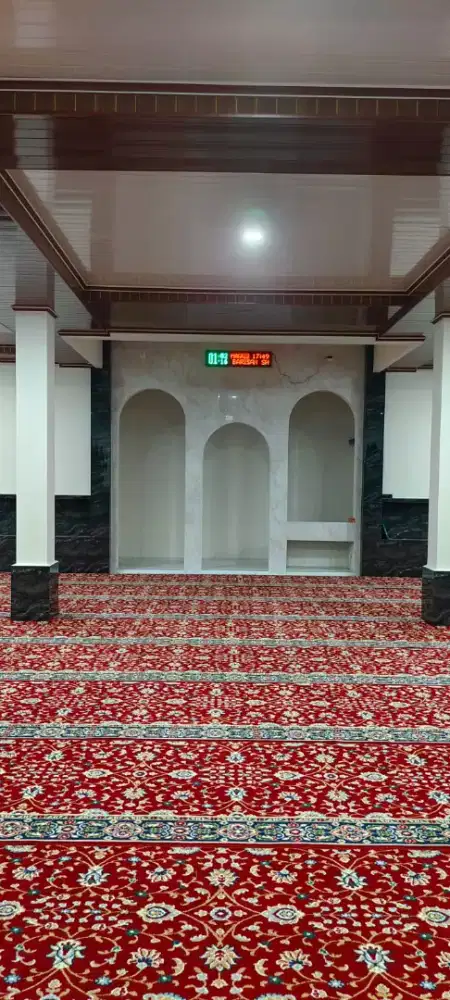 menjual karpet masjid model tabur bunga 15cm merah