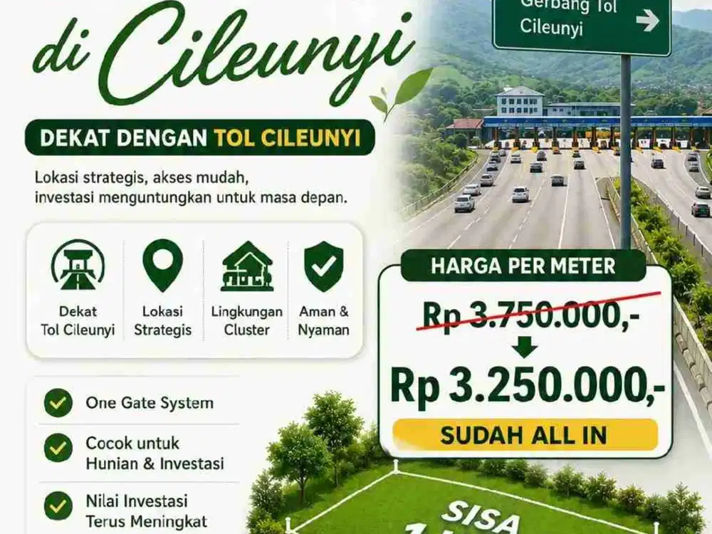 HANYA 1 UNIT KAVLING STRATEGIS DI BANDUNG TIMUR