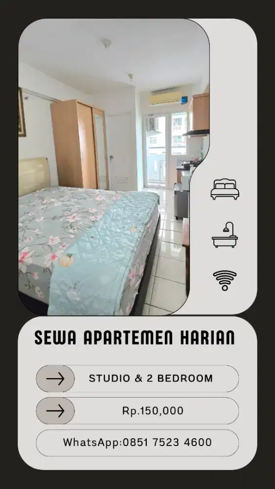 sewa apartemen harian transit green Pramuka city Jakarta pusat