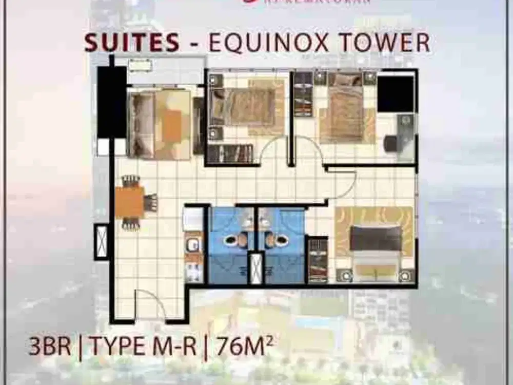 disewakan apartemen 3 kamar menara jakarta