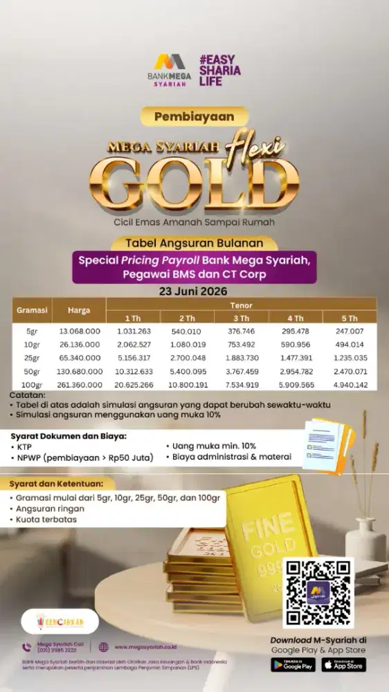 Emas Antam Cicilan 5gr/10/25/50/100gr
