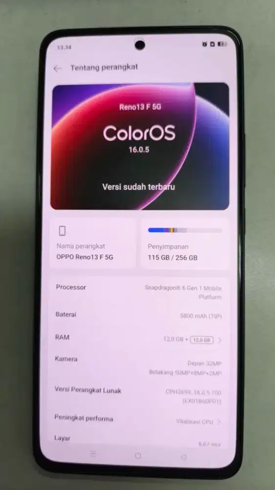 FS : Oppo Reno 13F 5G full sett mulus no minus