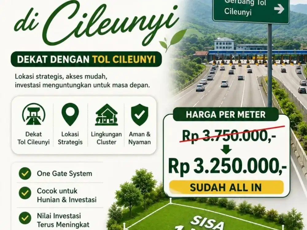 Promo Tanah Kavling Cluster Celunyi Bandung, Strategis Shm