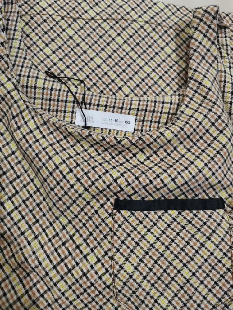 Dress coklat kotak kotak anak anak merek zara