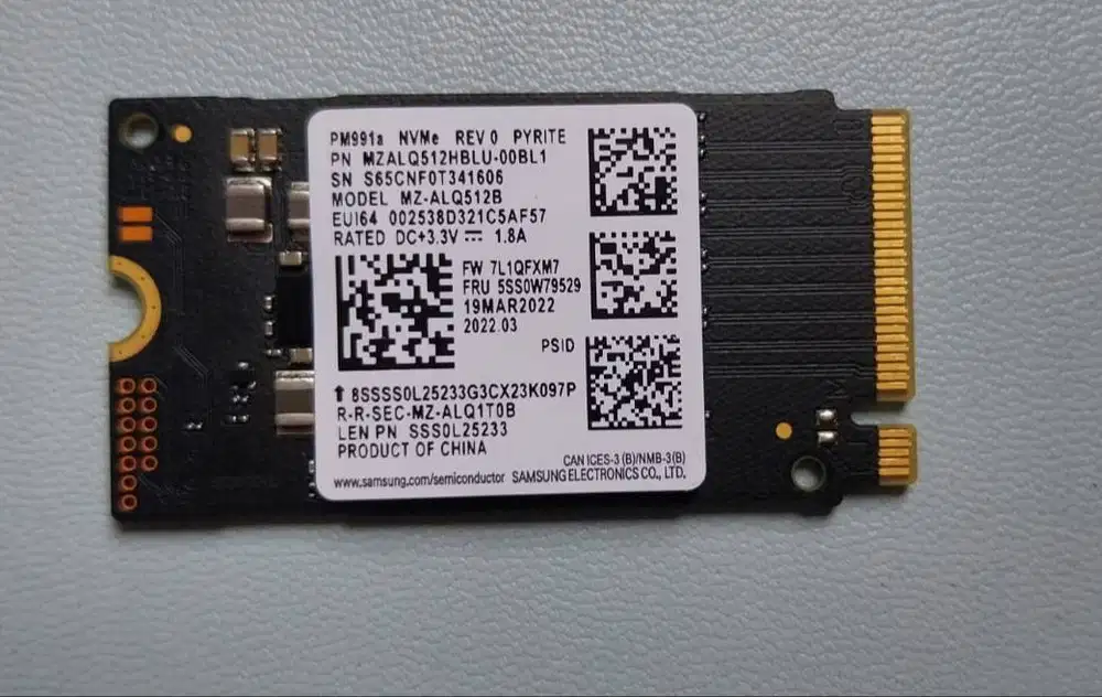 SSD NVMe Samsung PM991A(2242) 512GB